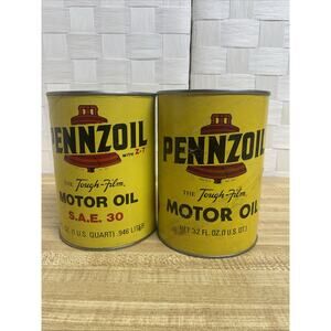 (2) Vintage Pennzoil Z-7 HD SAE 30 SF-SE-CC & SE-CC Motor Oil Can 1 Quart NOS